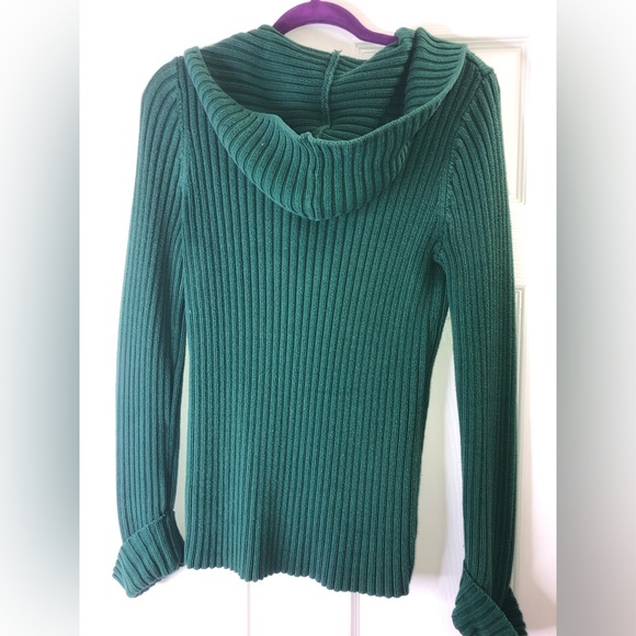 Jones New York Sport Green Knit Three-Button Pullover Sweater w/ Hood - Picture 9 of 9